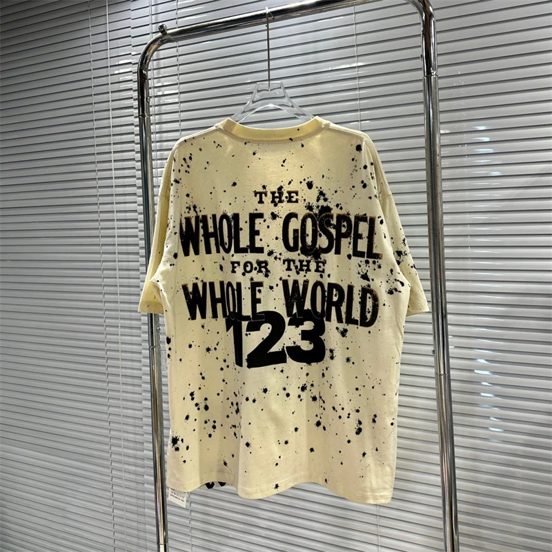 

Новый стиль ручная роспись граффити Speckle Ink Rrr123 футболка для мужчин и женщин абрикосовый Rrr 123 Винтажная футболка оптовая продажа одежды