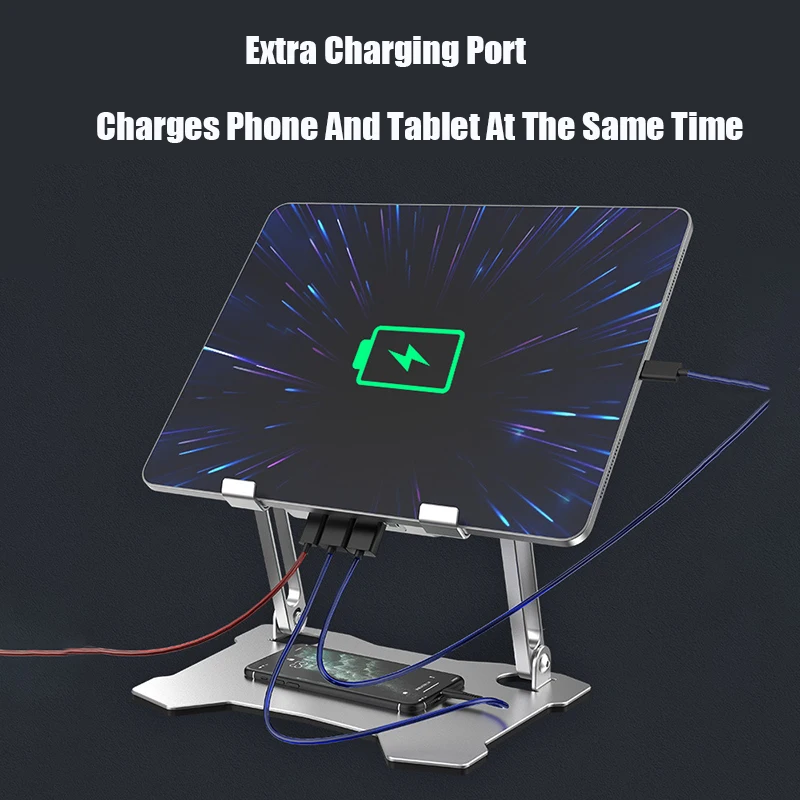 Universal Cooling Tablet Suporte do Computador de Alumínio Ajustável Ventilador de Refrigeração Portátil Titular para Ipad Pro 12.9 10.2 - Imagem 6