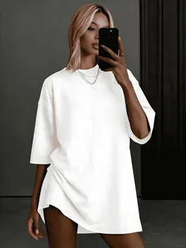 New Spring and Summer Cotton Breathable Solid Color T-shirt for Women, Loose and Fashionable Sports Top in Black and White 1