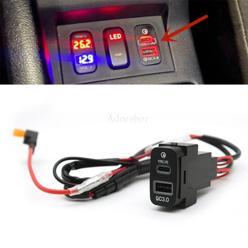 Per Mitsubishi Auto Pajero Lancer Ex Lancer Strength Dazzle Outlander Pd Caricabatteria Da Auto Qc3.0 Dual Fast Charger