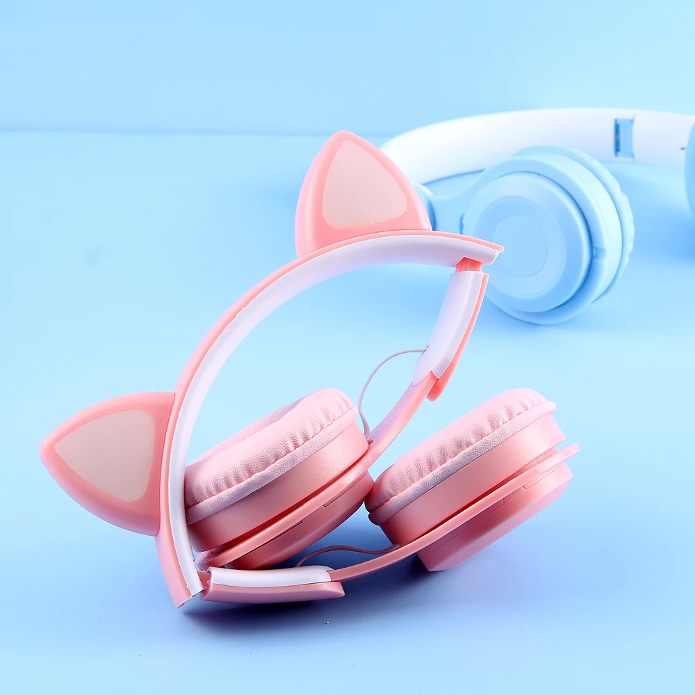 Casque d'écoute sans fil Bluetooth, écouteurs avec micro, lumière Flash,  oreilles de chat mignonnes, casque de musique stéréo, pour enfants filles,  cadeau - AliExpress