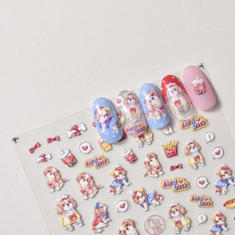 

[Meow.Sensei] Tomoni Relief Nail Stickers Popular Cute Nail Sticker Factory Wholesale Japanese Hamburger Dog 3131