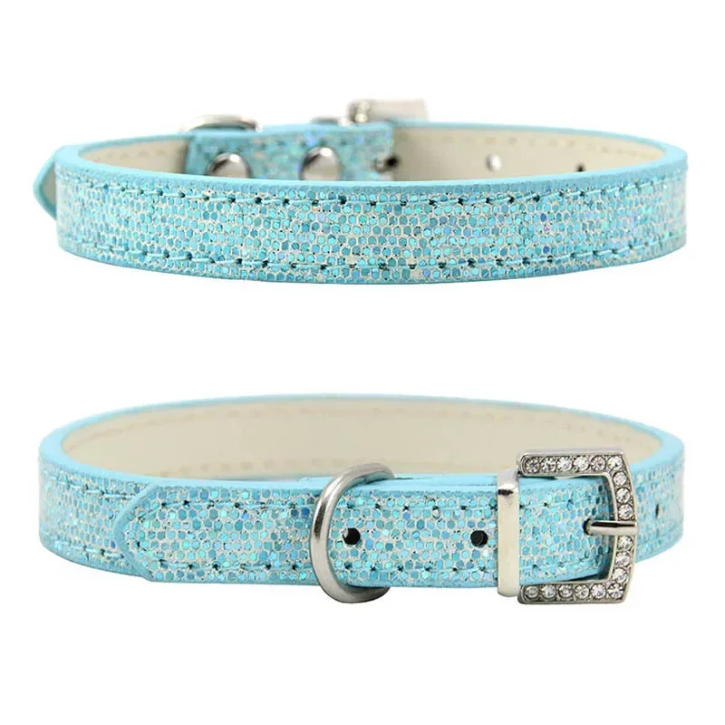 Bling Leather Dog Collar Adjustable Puppy Cat Neck Strap Luxury Rhinestone Buckle Pet Supplies Collars For Small Medium Dog S-XL dog collar pet collar