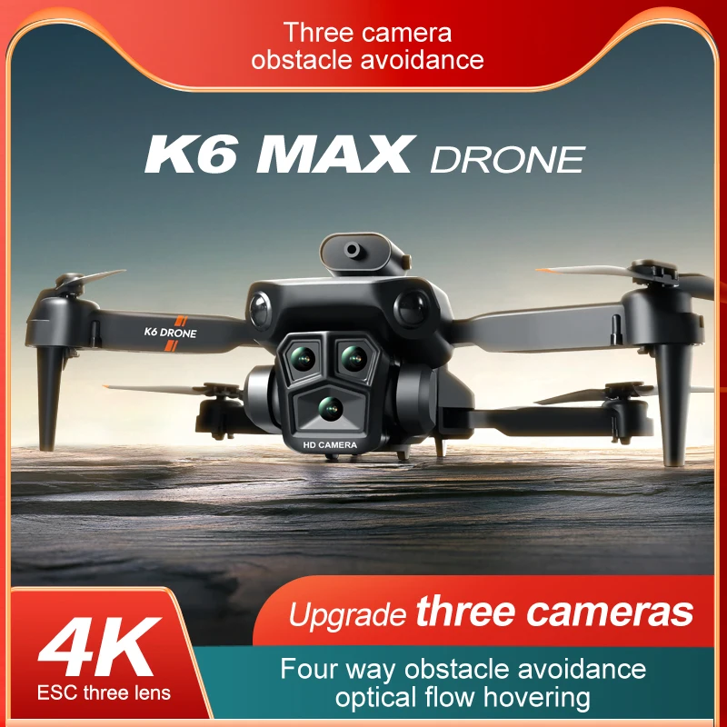 NewUpgradeDronesProfessional4KHDThreeCameraK6MaxDroneOptical
