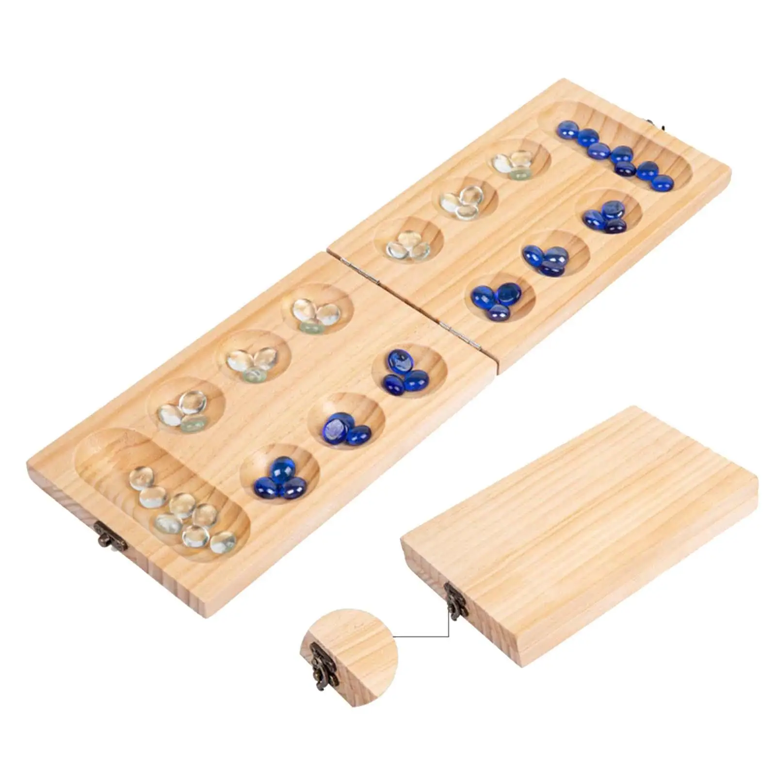 Wooden Mancala Board Game Travel Games Family Games for Adults Ages 7+ Kids