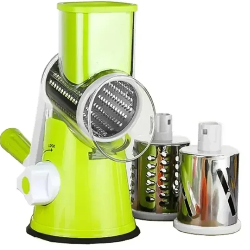 Vegetable Cutter & Slicer Manual Kitchen Cheese Chopper Machine 3 Sharp Drums Multifunctional Garlic Potato Shredder Vegetable Slicer