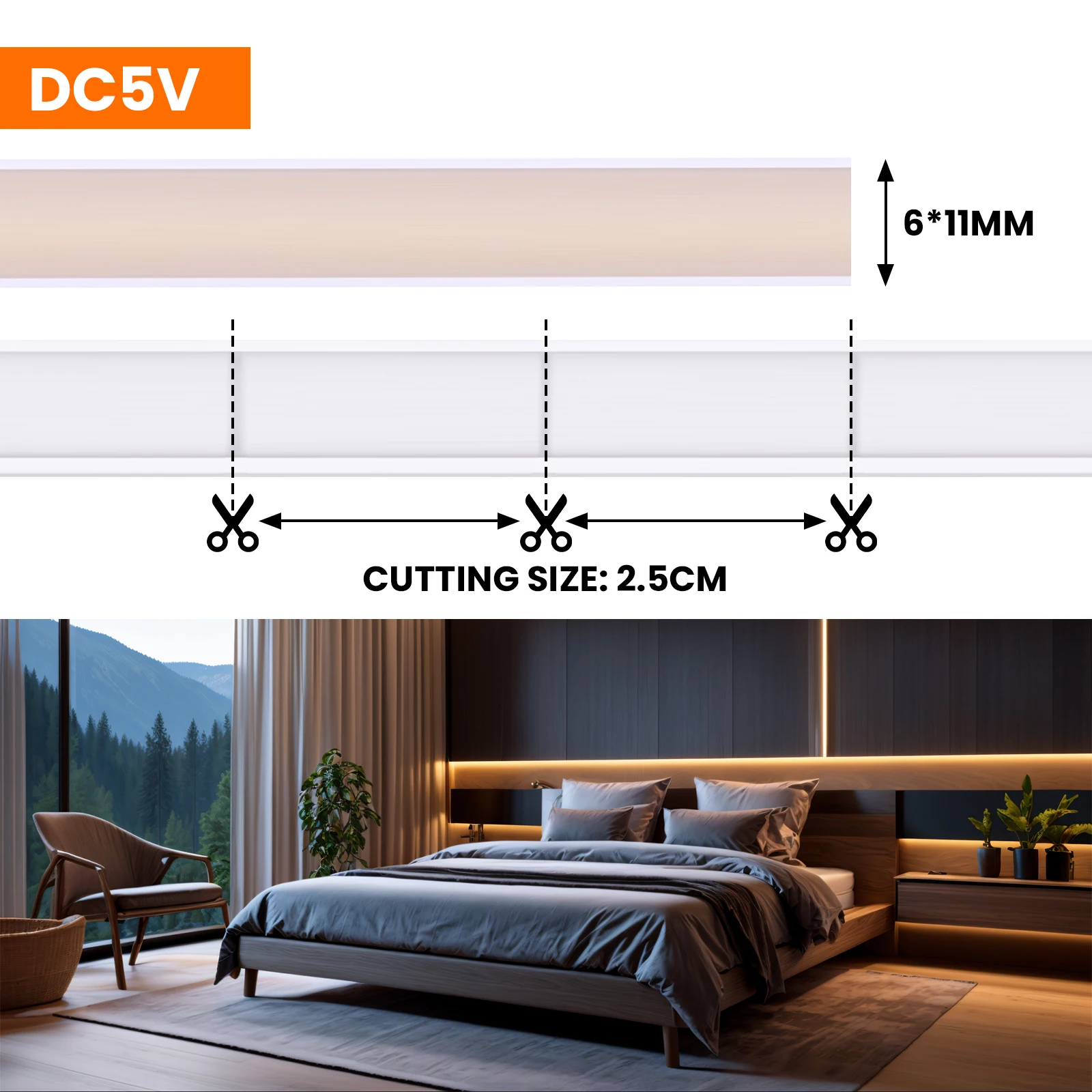 Waterproof COB LED Strip USB 5V 320LEDs/m Flexible Neon Lights S630bb51f34a74f449c17e85584948132B