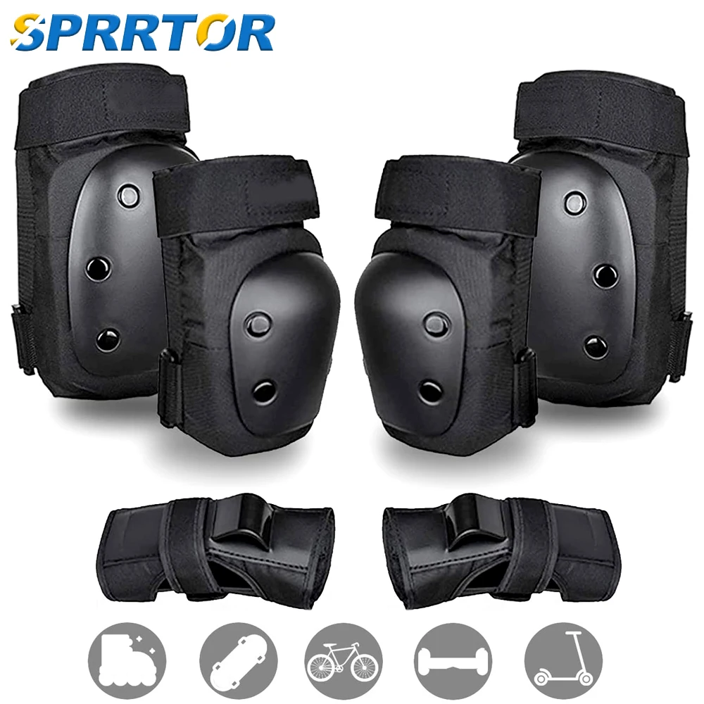 Adult/Kids Knee Pads Elbow Pads Wrist Guards 6 in 1 Protective Gear Set for Inline Roller Skating Skateboarding Scooter BMX