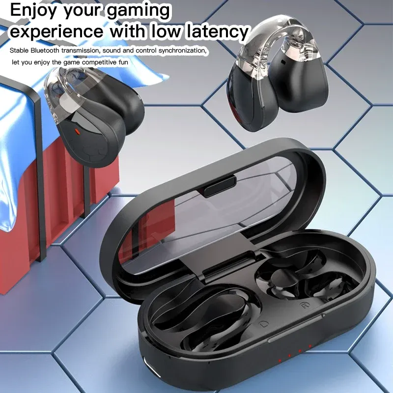 2025 New Q60 Clip on Bluetooth Earphone 9D HiFi Stereo Wireless Headphone HandFree Headset Gamer with Microphone for Xiaomi