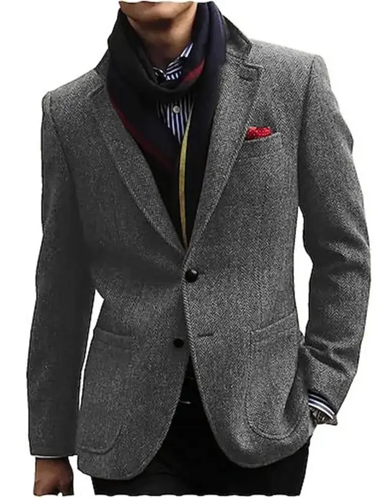 1Pieces Herringbone Single Breasted Jacket Casual Wedding Groom New Tuxedos Coat Elegant Men's Jackets Business Man Suits Blazer 3
