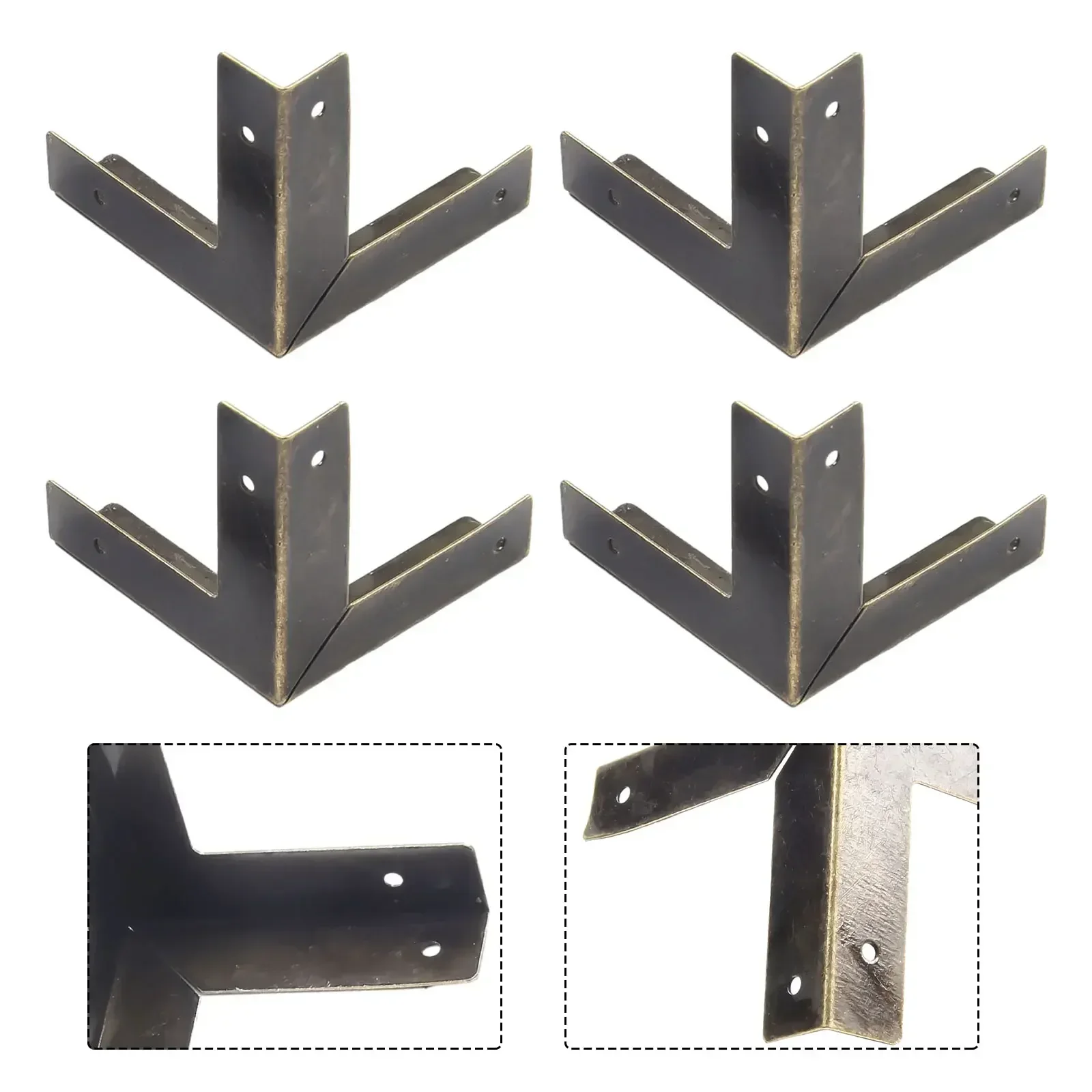 Furniture hardware angled furniture hardware furniture corner protector decorative corner cover metal decorative protectors corner protect trim protect bedroom home retro design table protection box corner trim old fashion 4 PCS