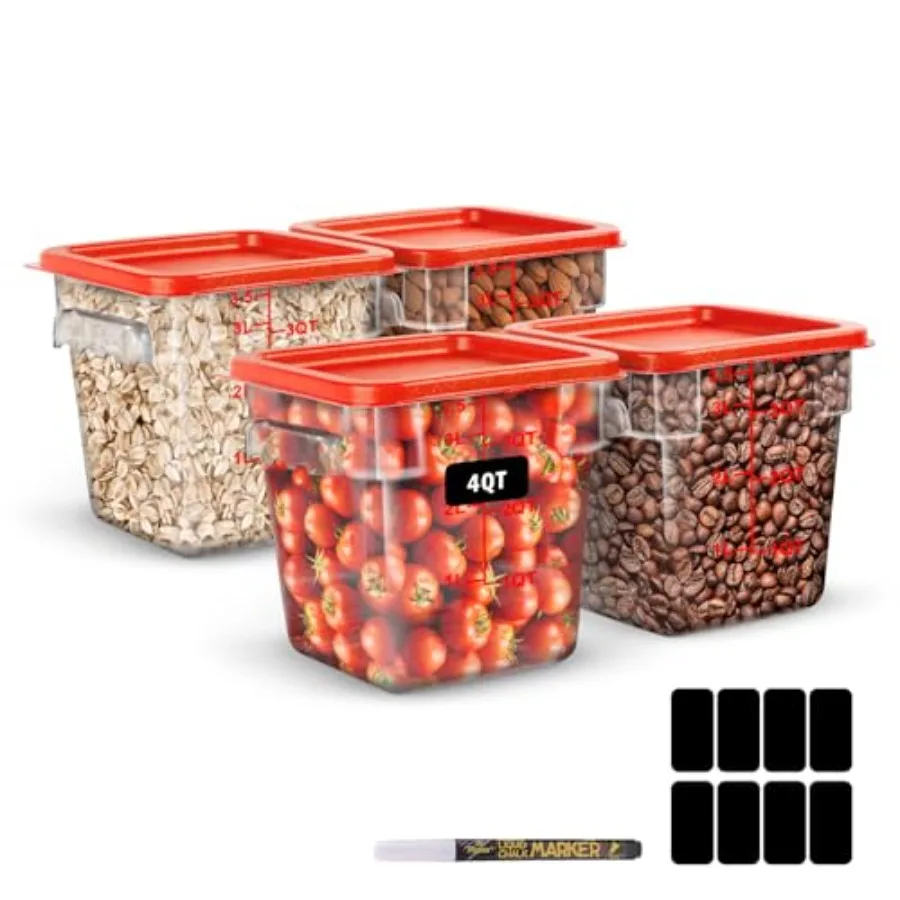 NSF Food Storage Containers with Lid Food Grade/Heat Resistant/Freezer Safe/Clear Square Food Storage Containers Set with Scale