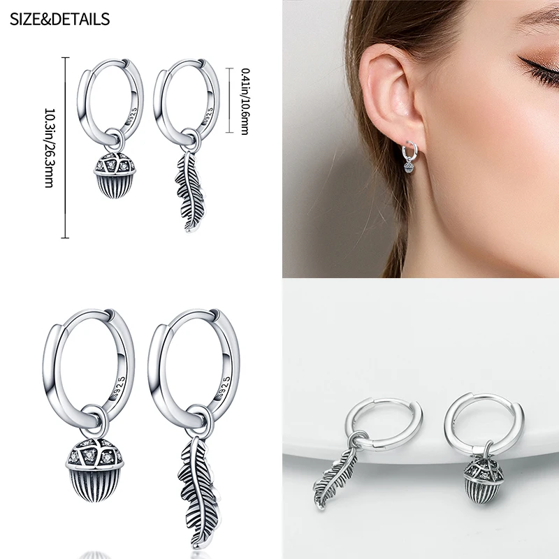 2022 Charm Double Hoop Earrings 925 Silver Fit Original Brand Charms Diy Fine Jewelry Gift For Women Fine Earring Making Gift