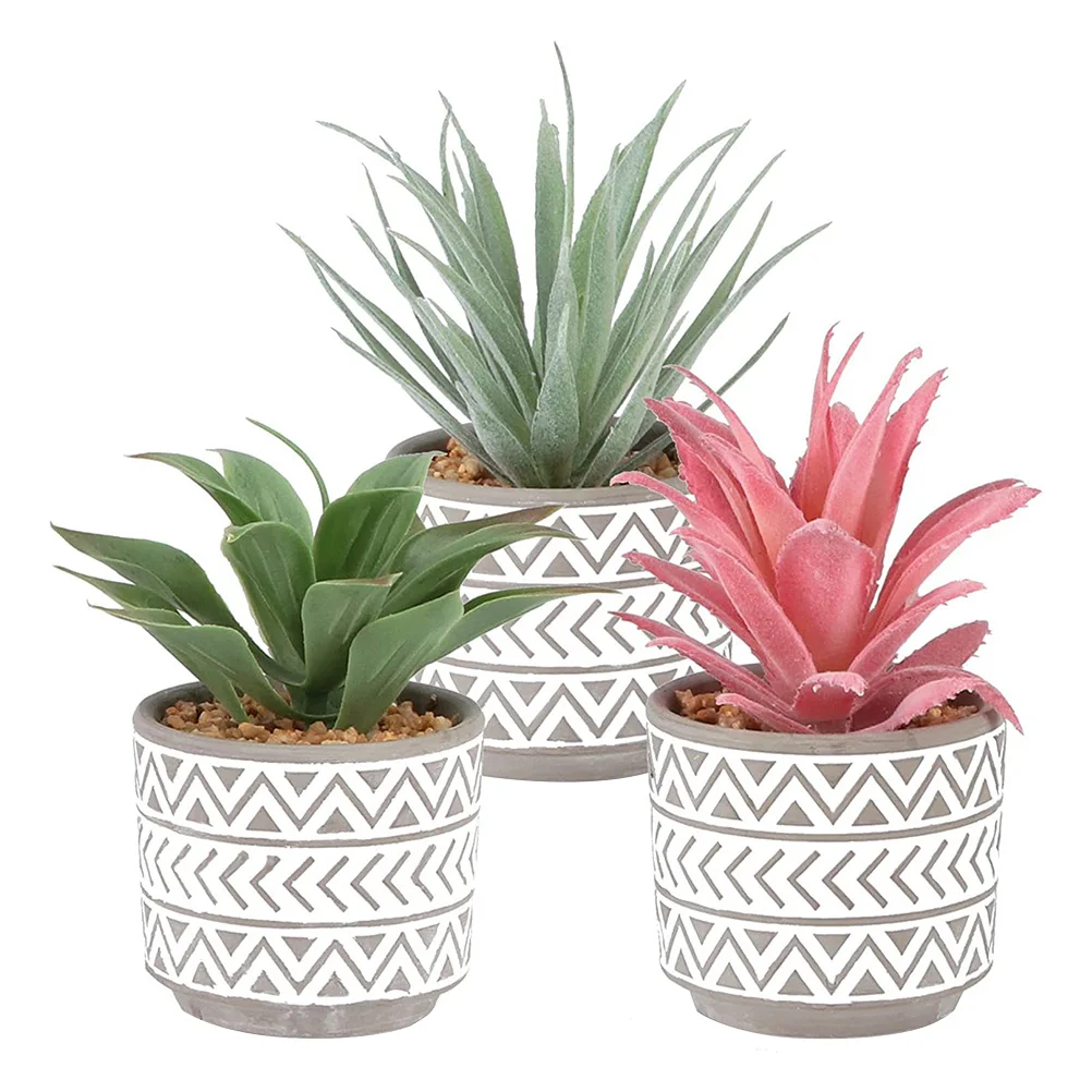

3 Pcs Simulated Green Plant Decoration Outdoor Artificial Plants Pot Indoor Cactus Faux Pvc Potted for Home Office