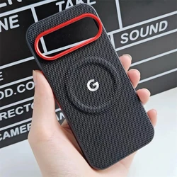 Premium Woven Fabric Magnetic Phone Case with Alloy Lens Frame and Shockproof Protection for Google Pixel 11 (Black)