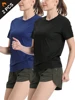 2Pcs Women's Solid Color Ultralight Quick Dry Sport T-Shirt, Breathable Lightweight Top For Fitness Training Workout Running Gym 3