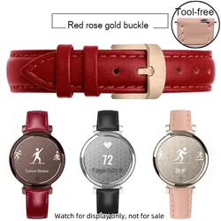 Elegant 14mm Women's Cowhide Leather Watch Strap with Quick Release - Width--14mm (Red rose gold)