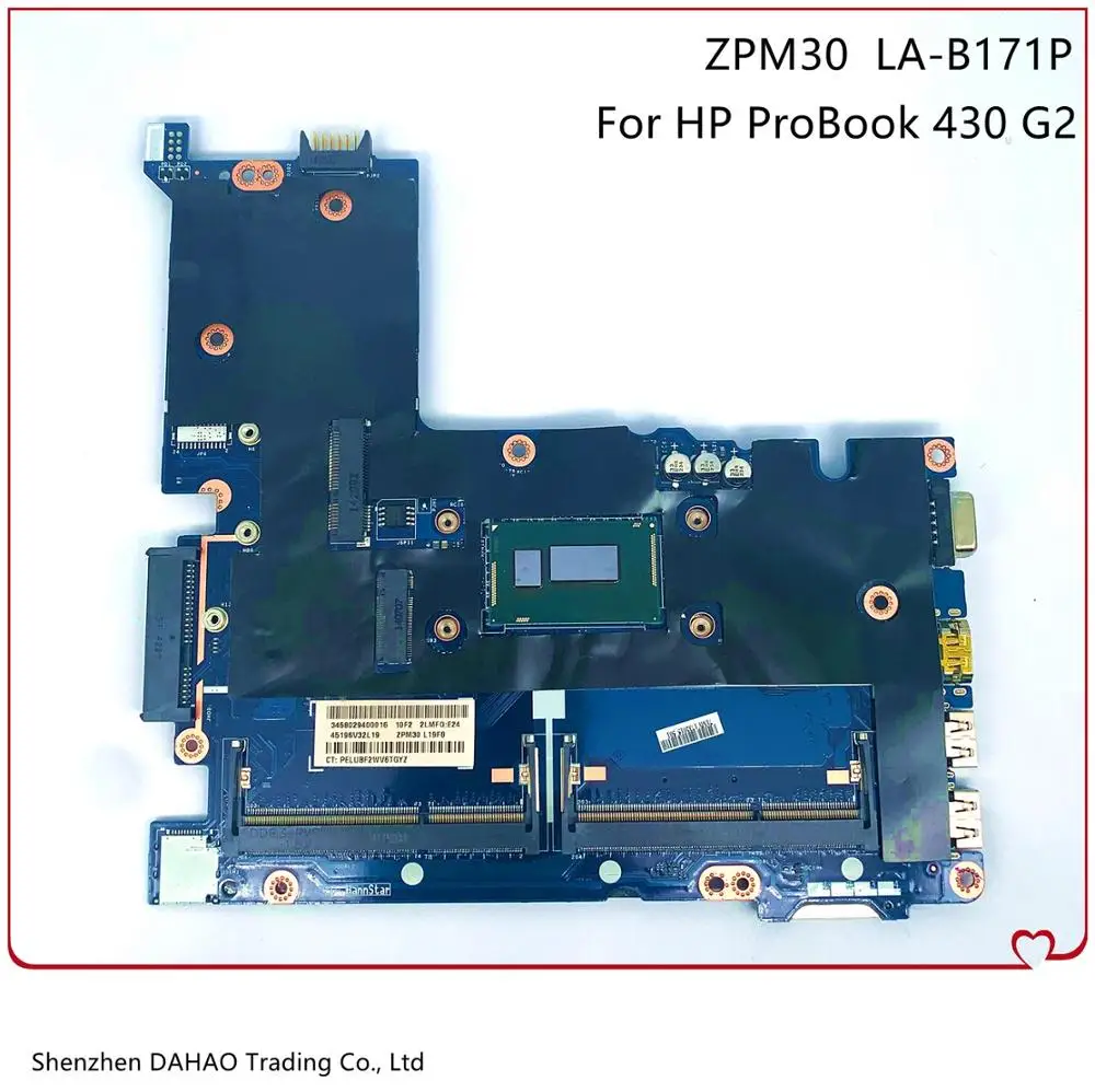

For HP 430 G2 Laptop Motherboard W/ I5-5200U CPU 798066-001 798066-501 798066-601 ZPM30 LA-B171P Mainboard 100% fully tested