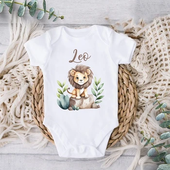 Leo personalizzato con nome Pagliaccetto per neonato Neonato Wild One Jungle Festa di compleanno Body Carino Tutina per neonato Regalo per la doccia infantile 1
