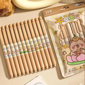 6/12 pezzi Capybara Press Penne gel Kawaii Penna nera ad asciugatura rapida Penna firma Materiale scolastico per ufficio Cancelleria per studenti 1