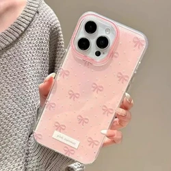 Charming Pink Bowknot Pattern Shockproof Soft Phone Case - iPhone 15 Plus (1)