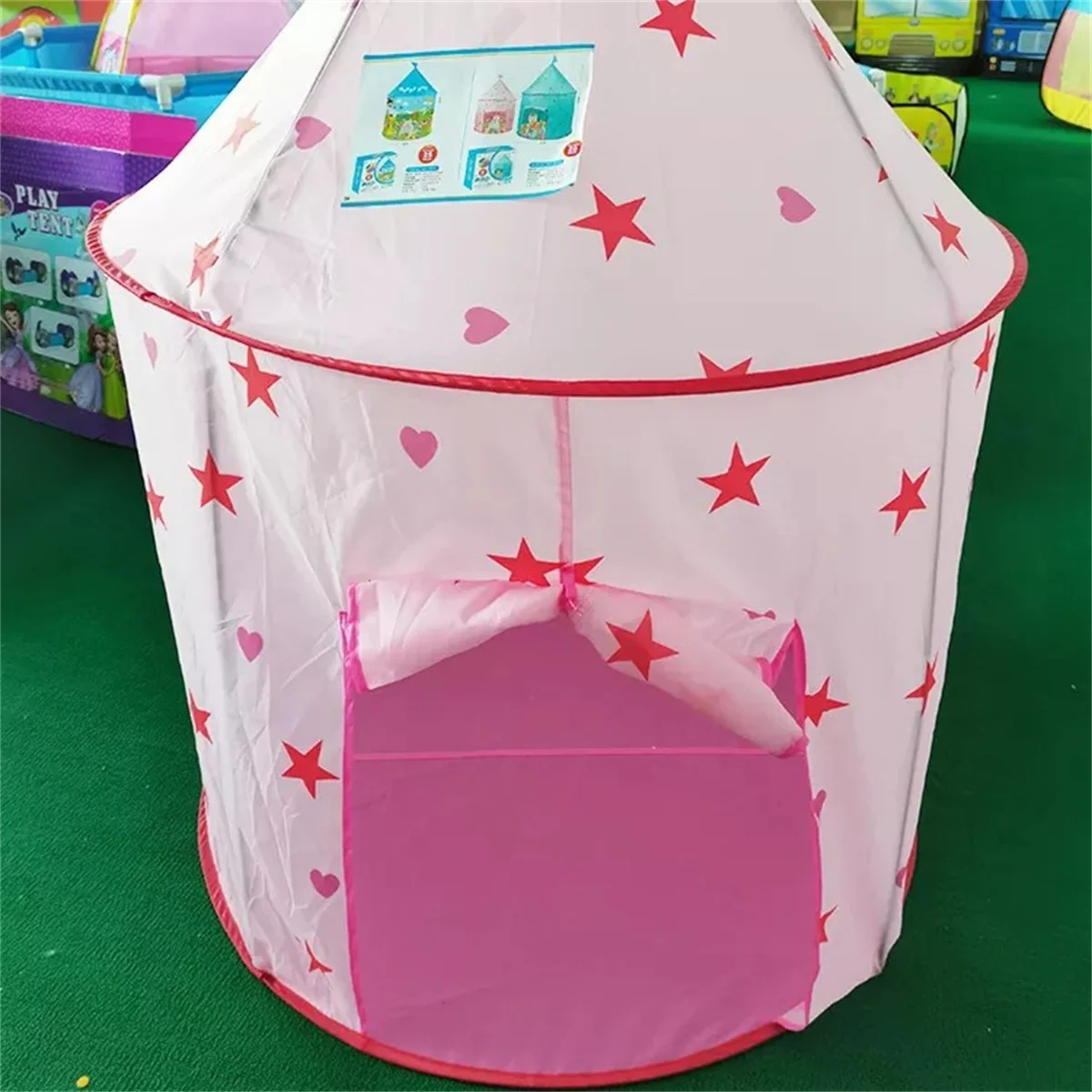 

Cmgb Princess Castle Play Tent, Kids Foldable Games Tent House Toy for Indoor & Outdoor Use-Pink