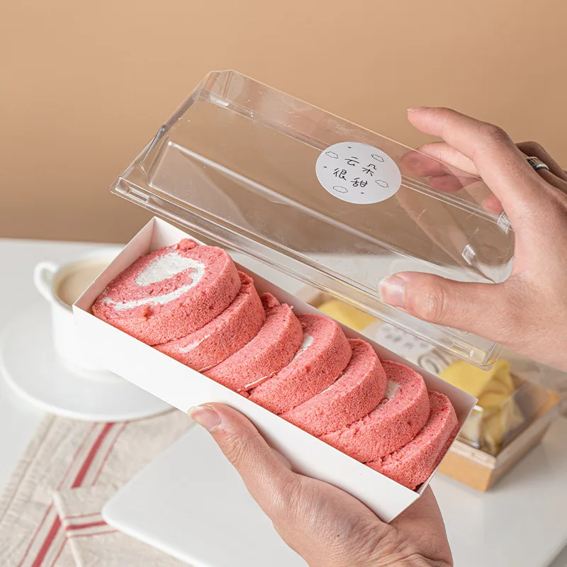 10pcs Disposable Packed Lunch Box with Lid Cake Sandwich Bento Boxes Takeaway Packaging Cake Box Oilpaper Holder