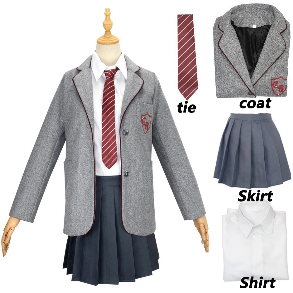 Cosplay Costume Halloween Dress Outfit Movie Matilda School Uniform Coat Skirt Tie For Kids Girls