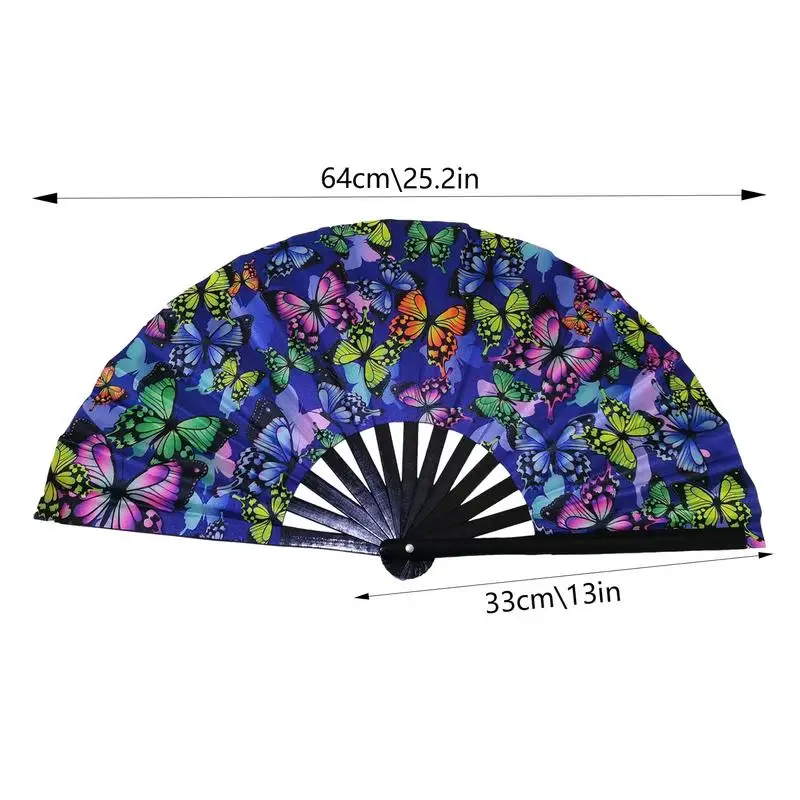 Portable Folding Fans Oxford Fabric Fluorescent Folding Fan Cute Collapsible Fans For Dances Stage Performances Colorful