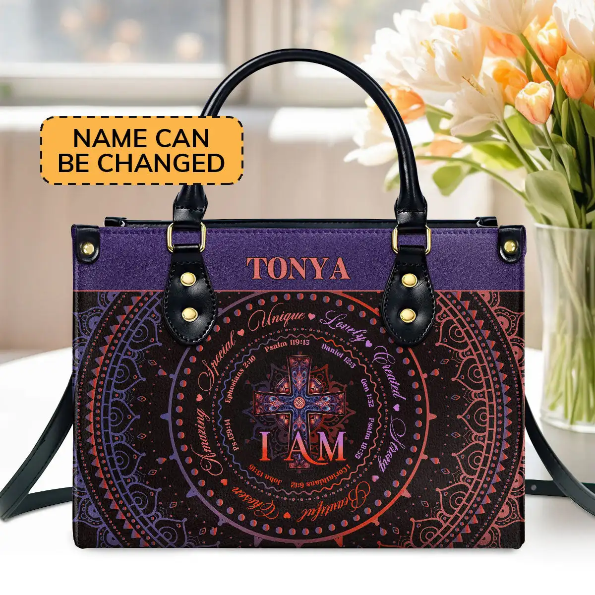 

2024 Ladies Handbag Trend Simple New Style Fashion And Casual Large-Capacity Purple Mandala Cross Design Shoulder Bag Hot Sales