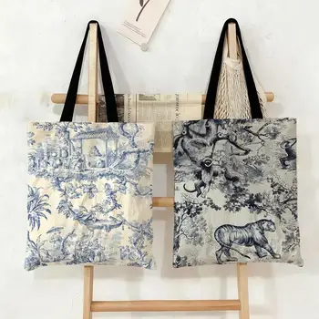Borsa Decorativa Boho con Motivi Vegetali, Borsa in Tela per la Conservazione, Grande Capacità, Borsa a Tracolla alla Moda, Ecologica per lo Shopping