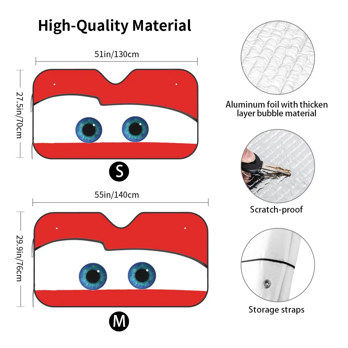 Lightning McQueen Eyes Folding Windshield Sunshade 70x130cm Foils Sun Visor Accessories Covers