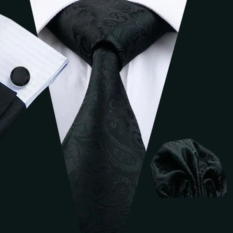 Mens Tie 100% Silk Hanky Cufflinks Necktie For Men Formal Business Wedding Party LS-823