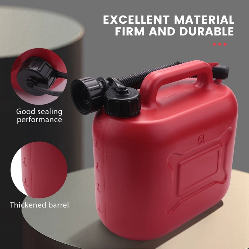 5L Car Fuel Tank Can Spare Plastic Petrol Gas Container Anti-Static Fuel Carrier With Pipe For Car Travel motorcycle fuel container petrol can