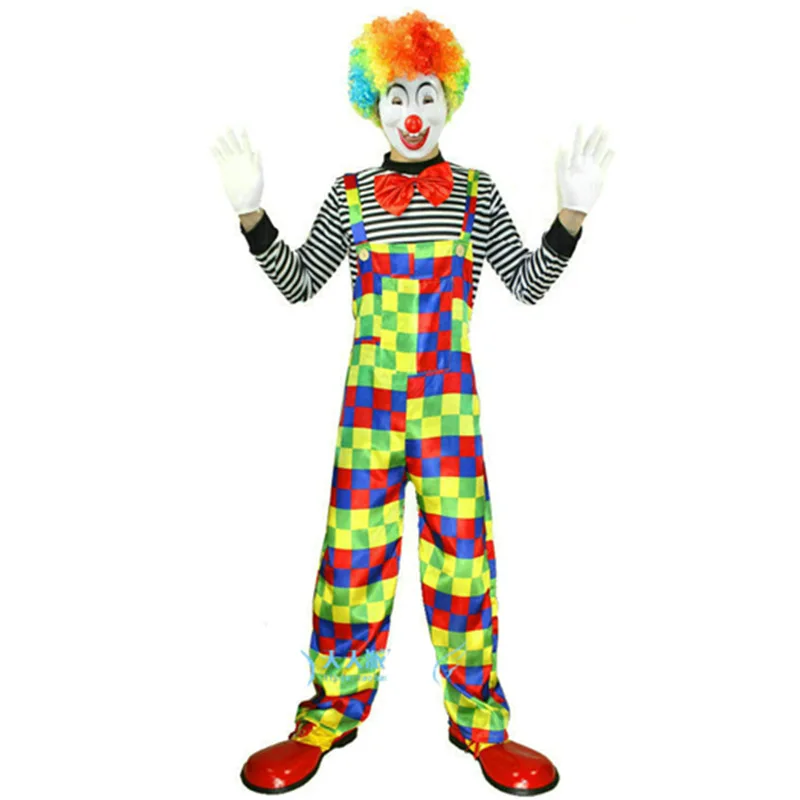 Halloween Adult Funny Circus Clown Jumpsuit Carnival Party Cosplay Men Women Costume Dress Up No Wig