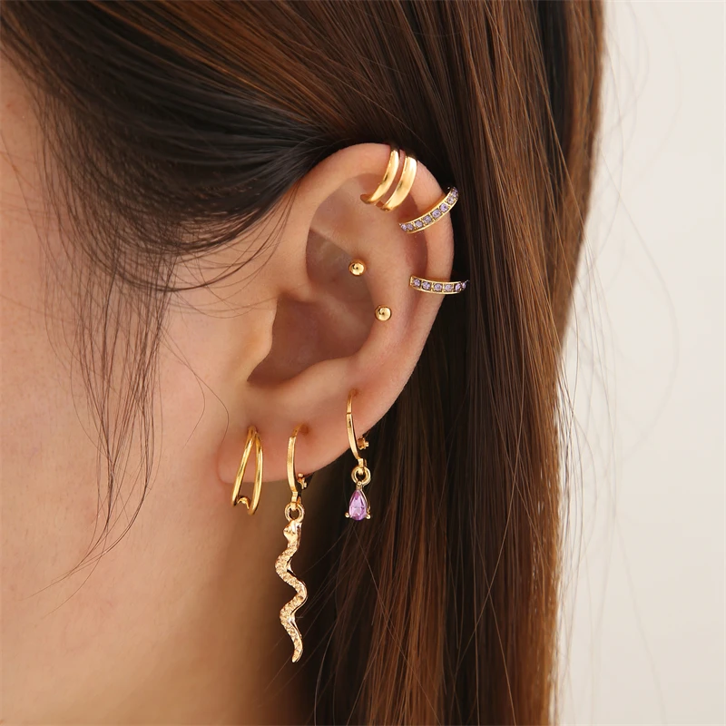 Gold Hoop Ear Cuff Stud Earrings | Otis Jaxon Jewellery-sgquangbinhtourist.com.vn