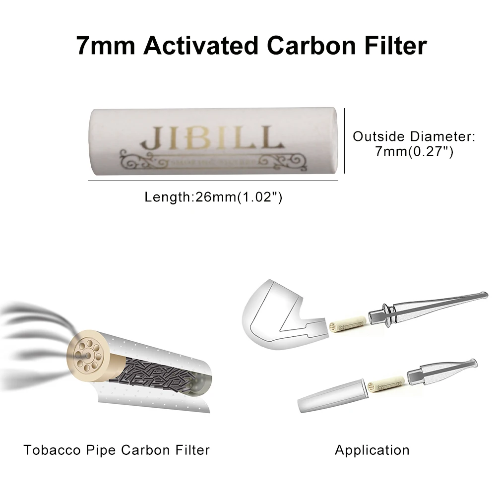 50Pcs Tobacco Smoking Pipe Filters 7mm Activated Carbon Tube Paper Filter Double Ceramics Sided Smoking Active Charcoal Tools 5