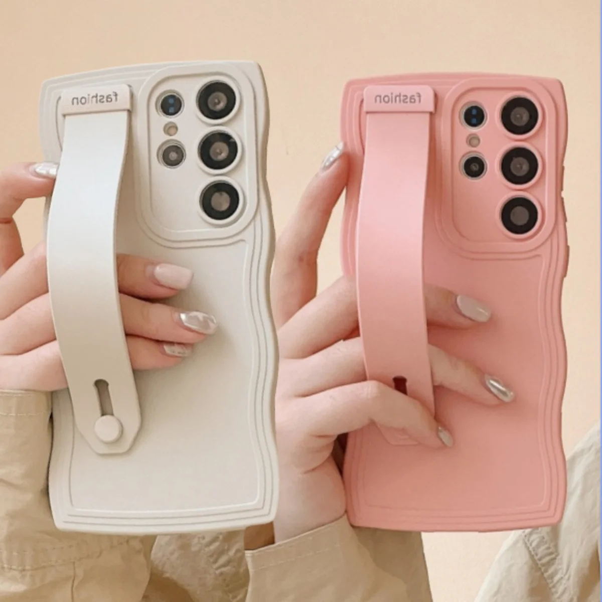 Wave Wrist Strap Silicone Stand Phone Case