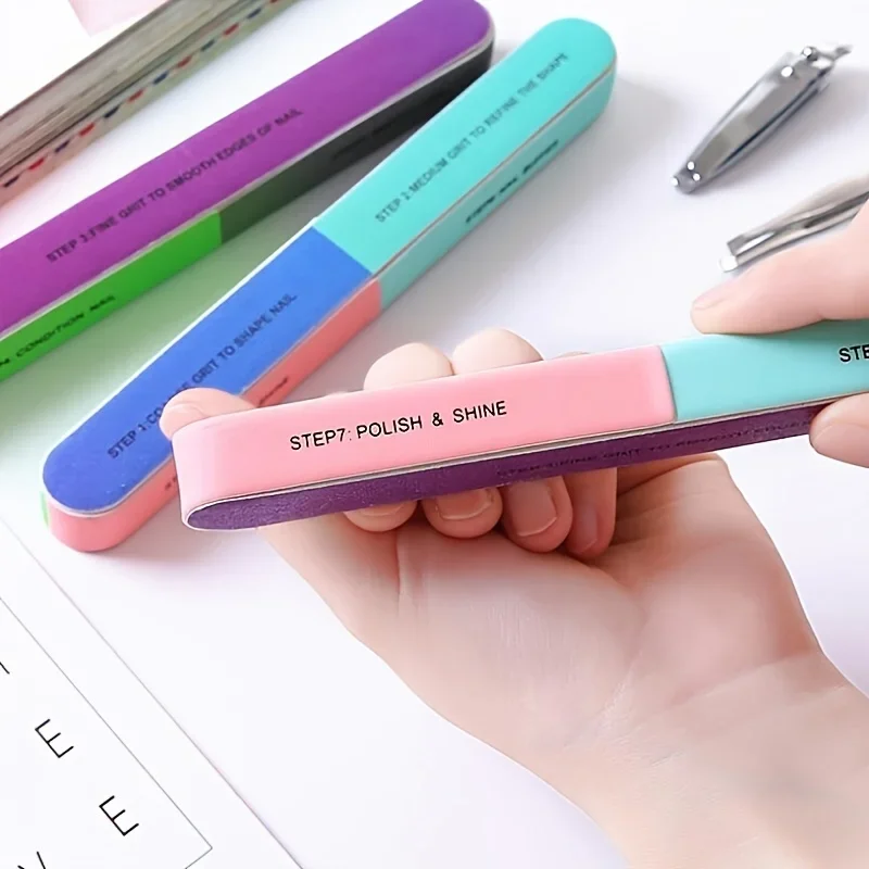 6-in-1 Nail Buffer Shaper Easy-Grip Design Durable Unscented Manicure and Pedicure File Stylish Print