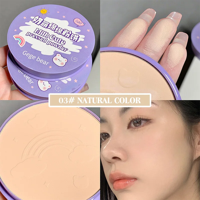 Pressed Powder Foundation Setting Powder 1Pcs Cartoon Matte Oil Control Pressed Powder Natural Makeup Setting Powder High Gloss Concealer Brightening Skin Color
