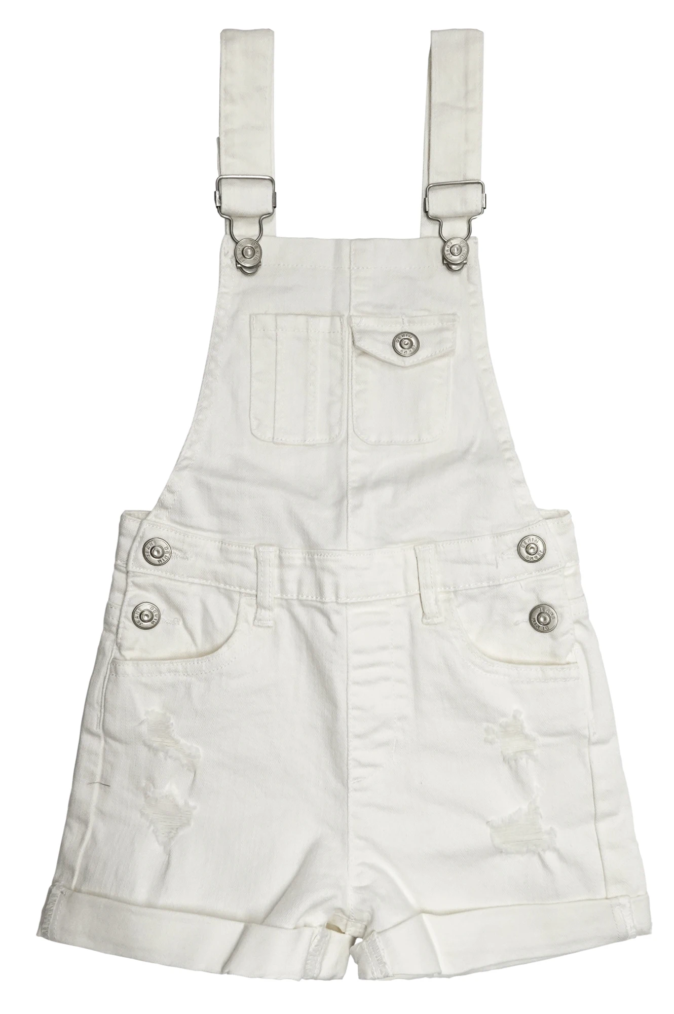 

KIDSCOOL SPACE Girls Boys Jeans Shorts,Adjustable Straps Summer Denim Shortalls