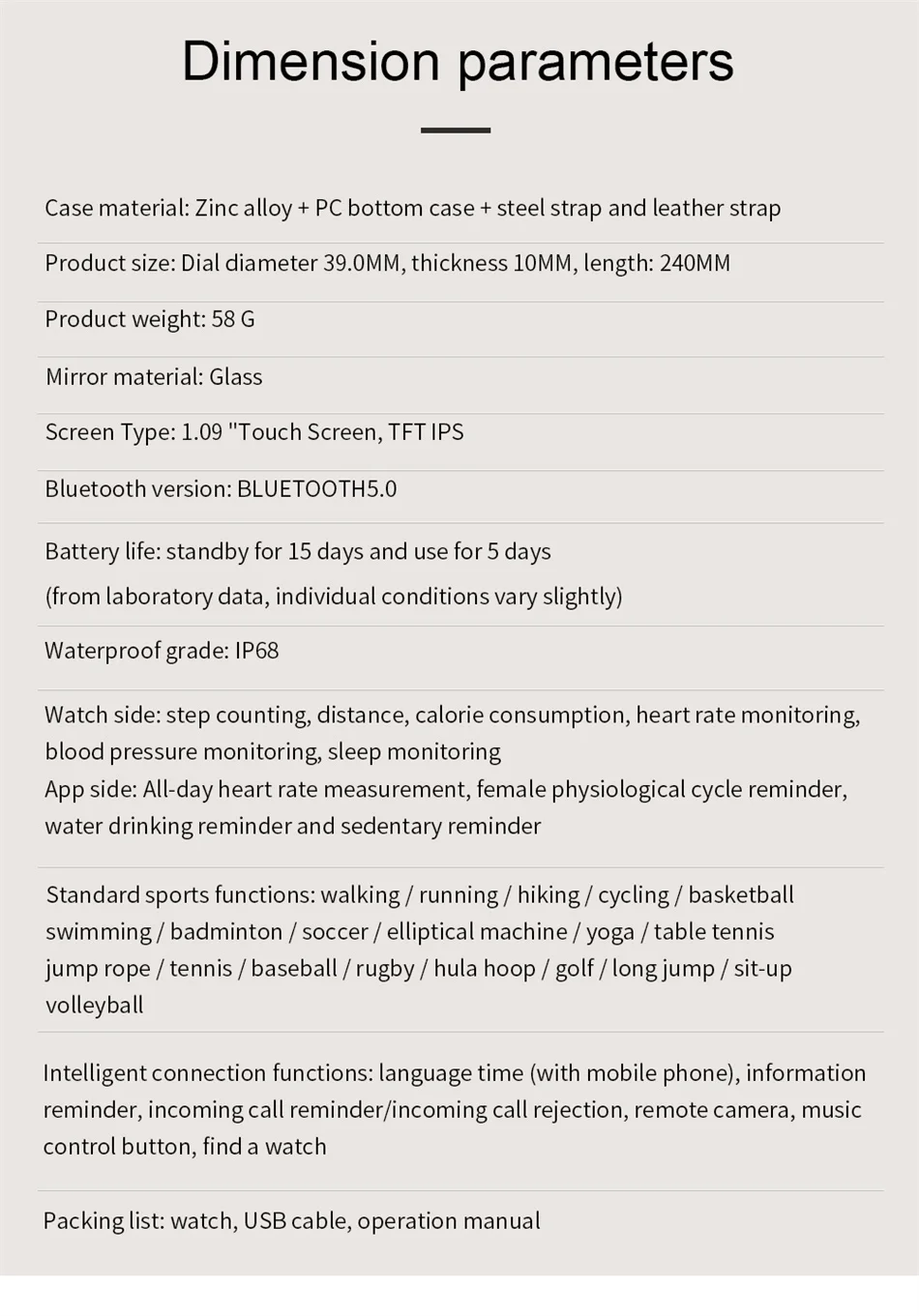 IP68 Waterproof Smart Watch Women Lovely Bracelet Heart Rate Monitor Sleep Monitoring Smartwatch Ladies Connect IOS Android+Gift