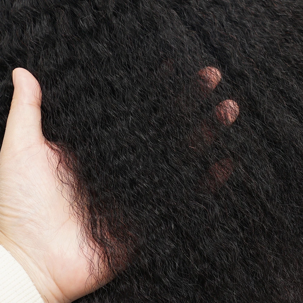 Capelli Umani con Effetto Piumato, Pre-divisi, per Treccine Senza Nodi, Capelli Sfusi per Intrecciare, Stile Afro Kinky, Yaki Liscio, Bobbi - immagine 5