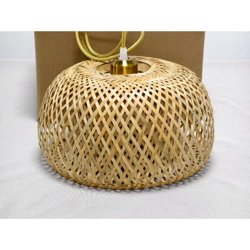 Handmade Bamboo Woven Chandelier Lamp Nest Straw Hat Bamboo Woven Pendant Lamp Balcony Restaurant Retro Lighting Fixture