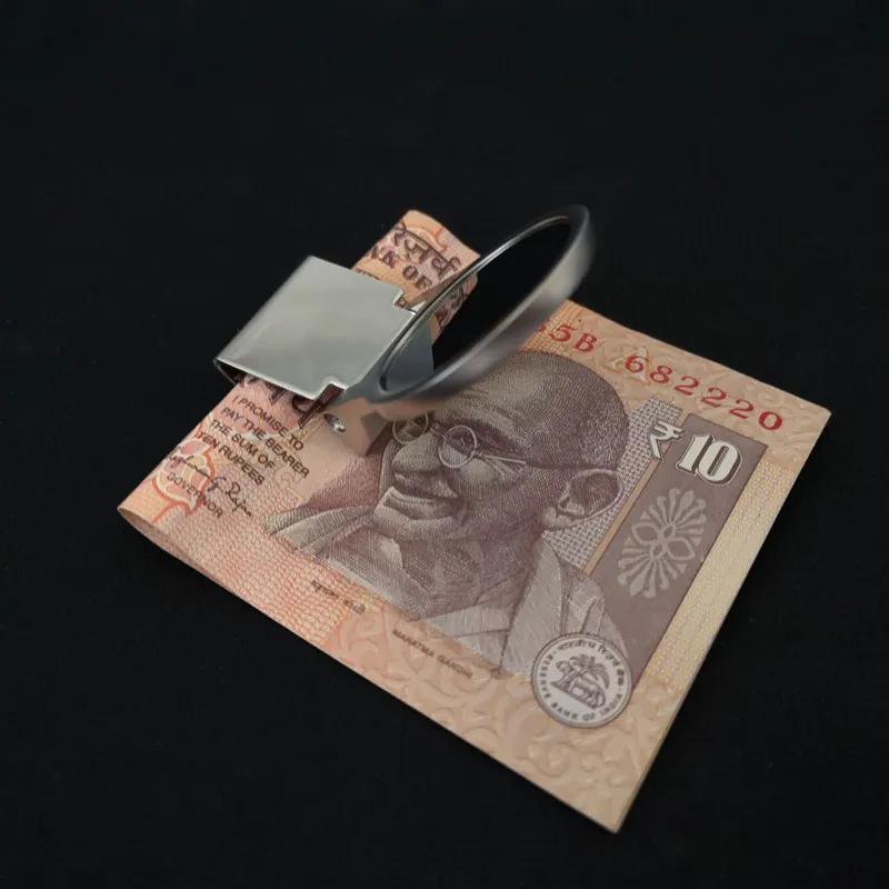 QOONG Lettering Stainless Steel Silver Money Clip Holder Slim Pocket Cash ID Credit Card Metal Clips Wallet QZ40-009 metal money clip