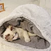 Pet Cat Burrow Bed Winter Soft Warm Plush Nest Thickened Sleeping Bag Puppy Kitten Sofa Cushion Set Pet Supplies 4