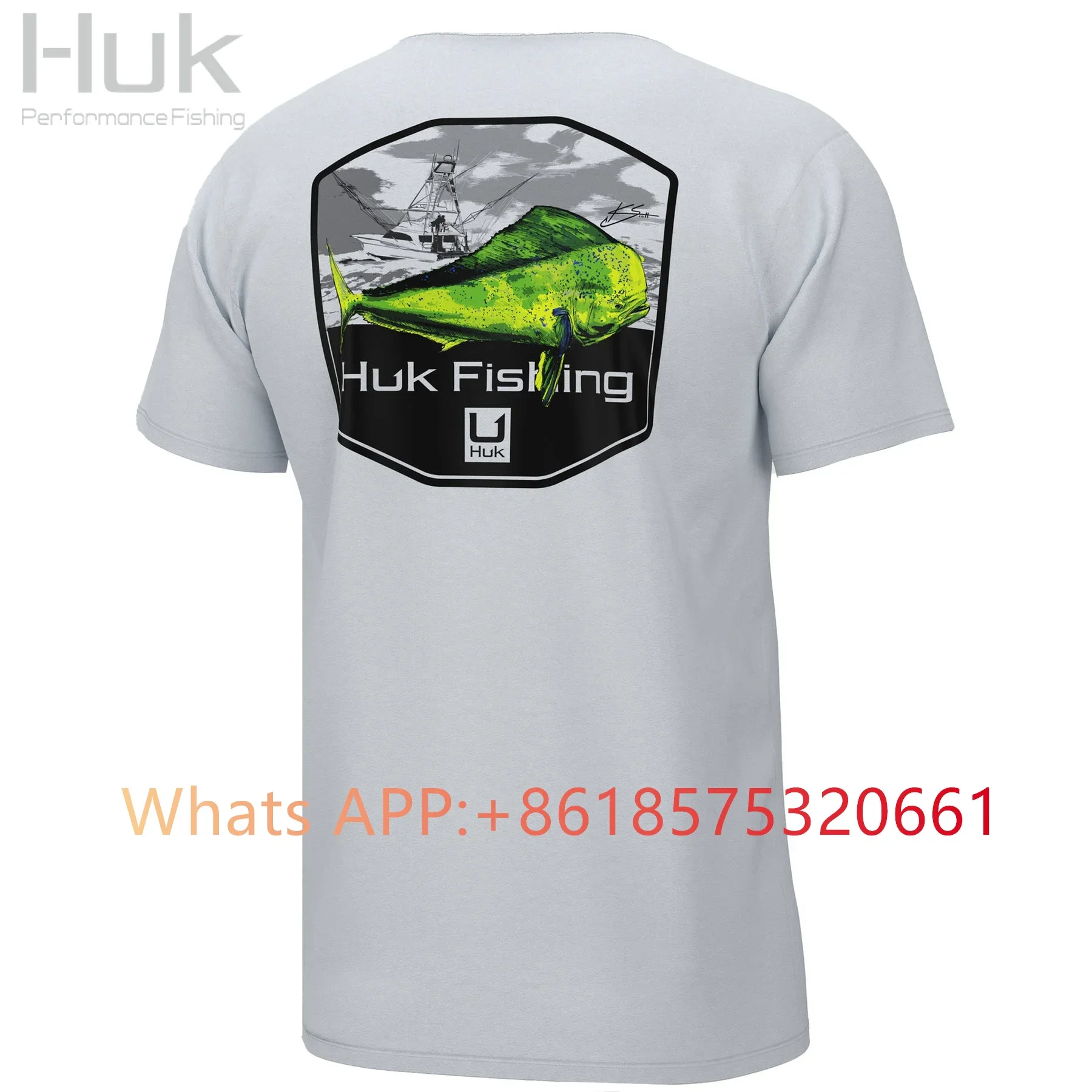 Huk Performance 남성용 낚시 셔츠, 야외 반팔 티셔츠, 낚시 의류, UPF50 자외선 차단, 통기성 앵글링 의류