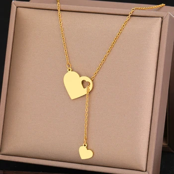 Collane in acciaio inossidabile Pendenti a cuore dolce Catene Ciondoli Girocollo Collana di moda per gioielli da donna Regali per ragazze per feste di nozze 1