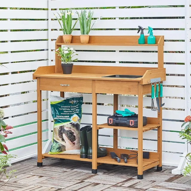 Potting Station With Sink Cedar Wood Potting Bench With Sink