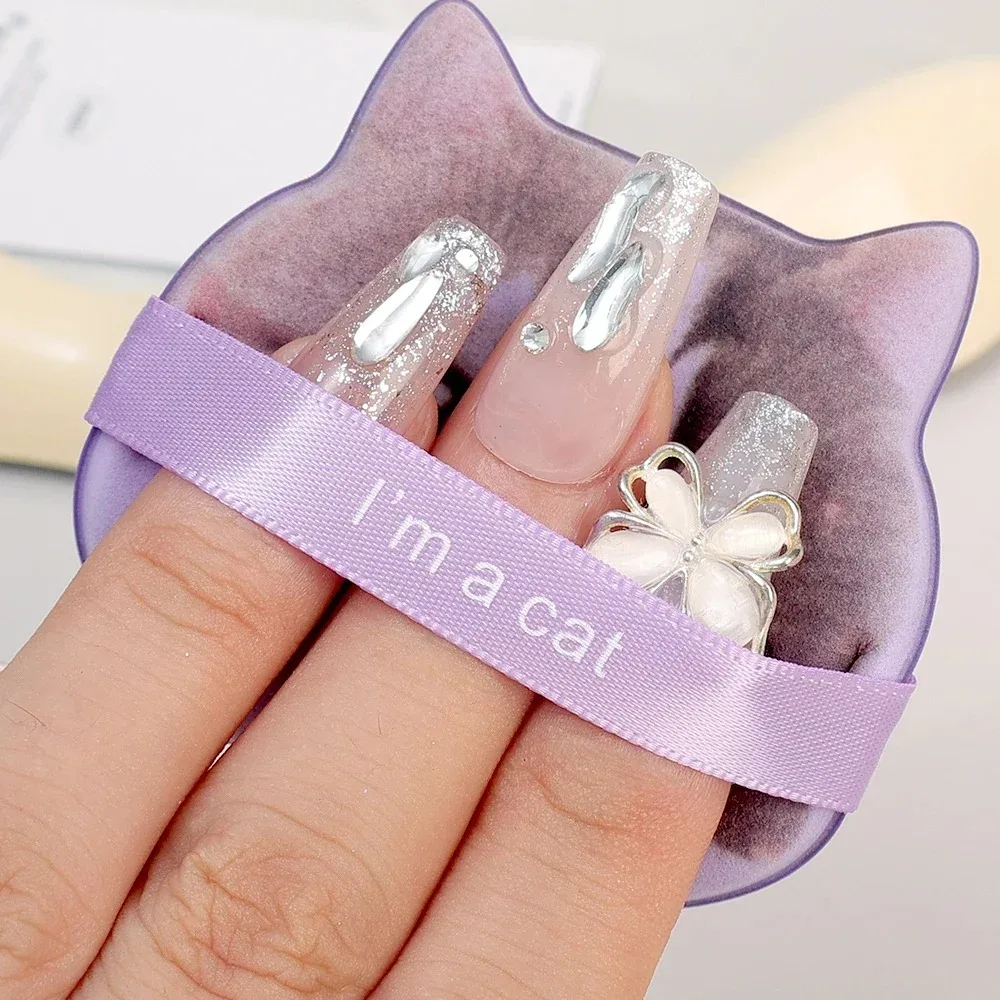 1-4pcs 양면 고양이 에어 쿠션 파우더 퍼프 소프트 재사용 가능한 습식 건식 사용 파운데이션 스펀지 워셔블 퍼프 도구